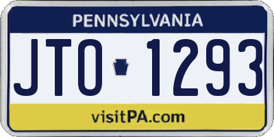 PA license plate JTO1293