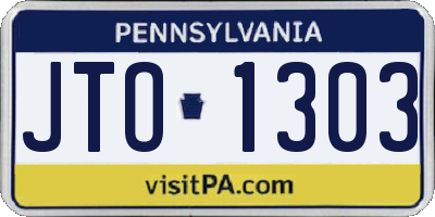PA license plate JTO1303
