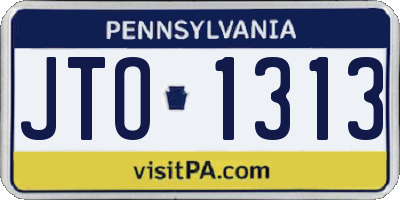 PA license plate JTO1313