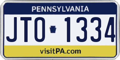 PA license plate JTO1334