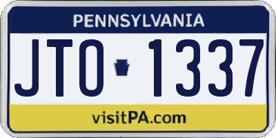 PA license plate JTO1337
