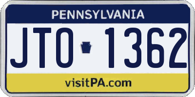 PA license plate JTO1362