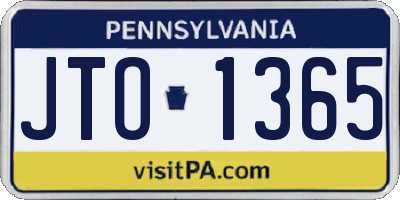 PA license plate JTO1365