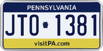 PA license plate JTO1381