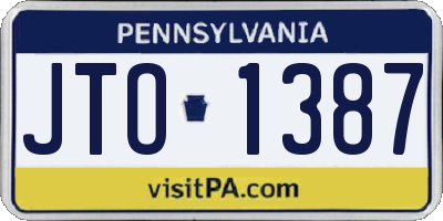 PA license plate JTO1387