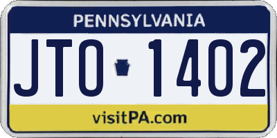 PA license plate JTO1402