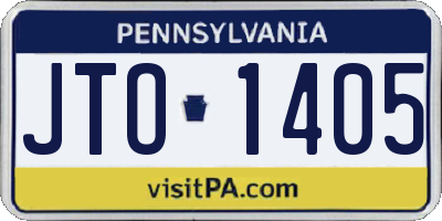PA license plate JTO1405