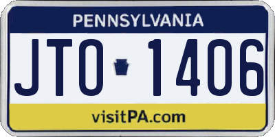 PA license plate JTO1406
