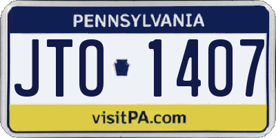 PA license plate JTO1407