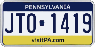 PA license plate JTO1419