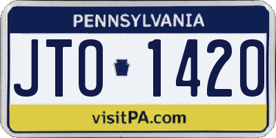 PA license plate JTO1420