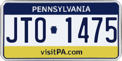 PA license plate JTO1475
