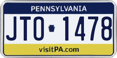 PA license plate JTO1478