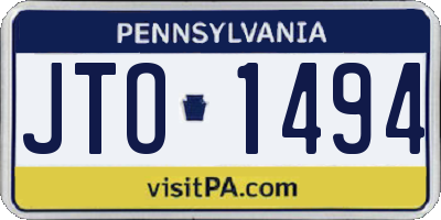 PA license plate JTO1494