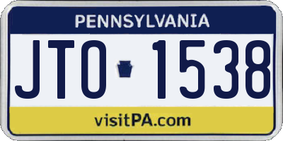 PA license plate JTO1538