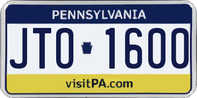 PA license plate JTO1600