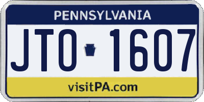 PA license plate JTO1607