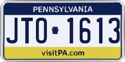 PA license plate JTO1613