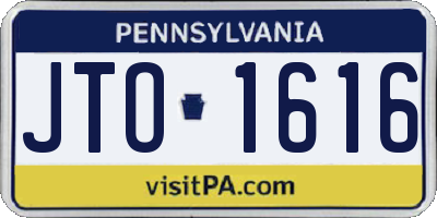 PA license plate JTO1616