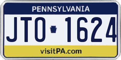 PA license plate JTO1624