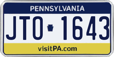 PA license plate JTO1643