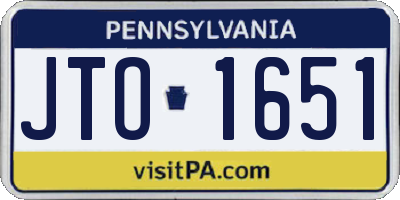 PA license plate JTO1651