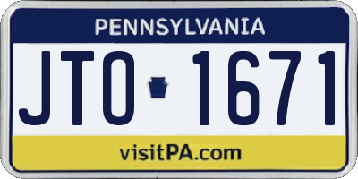 PA license plate JTO1671