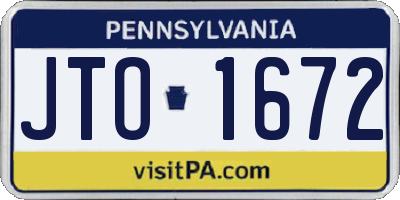 PA license plate JTO1672