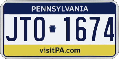 PA license plate JTO1674