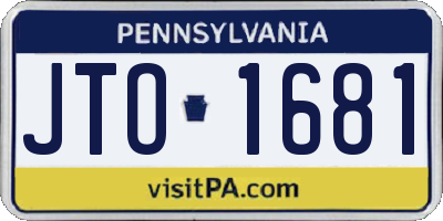 PA license plate JTO1681