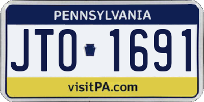 PA license plate JTO1691