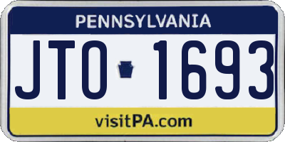 PA license plate JTO1693
