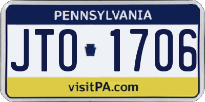 PA license plate JTO1706