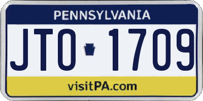 PA license plate JTO1709