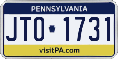 PA license plate JTO1731