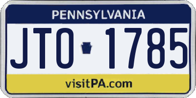 PA license plate JTO1785