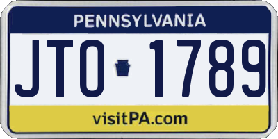 PA license plate JTO1789