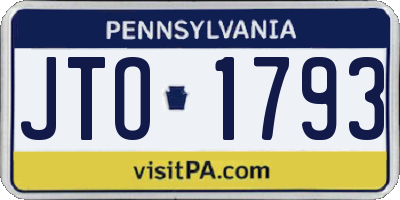 PA license plate JTO1793