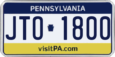 PA license plate JTO1800