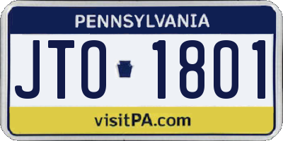 PA license plate JTO1801