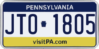 PA license plate JTO1805