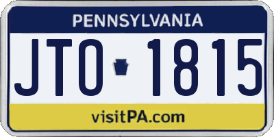 PA license plate JTO1815