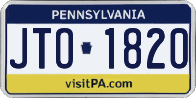 PA license plate JTO1820