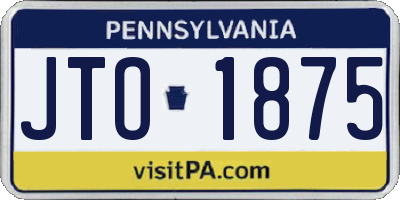 PA license plate JTO1875