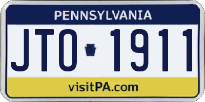 PA license plate JTO1911