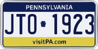 PA license plate JTO1923