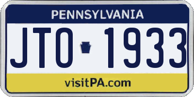 PA license plate JTO1933