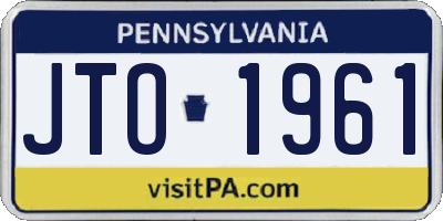 PA license plate JTO1961