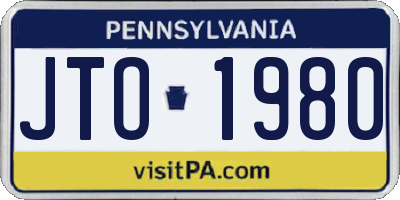 PA license plate JTO1980