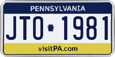 PA license plate JTO1981